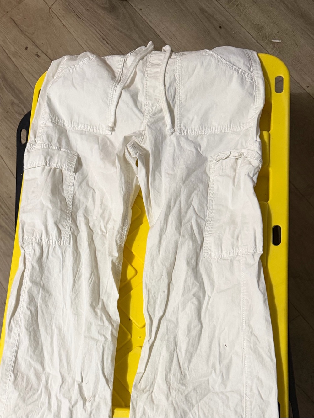 Hollister White Cargo Drawstring Pants